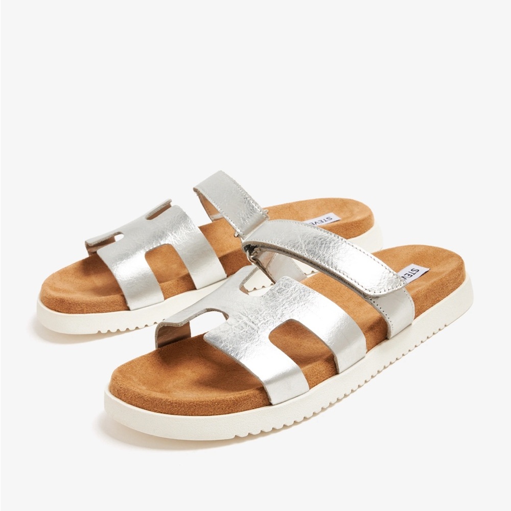 Steve Madden Silver Slide Sandals